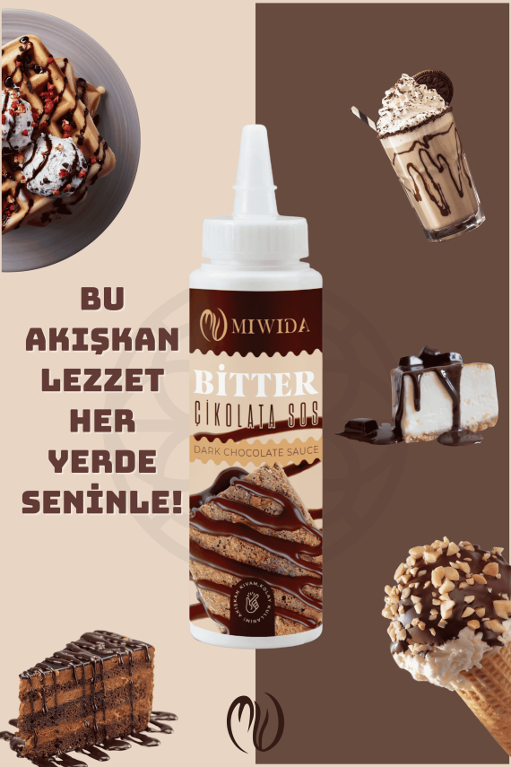 Bitter Çikolata Sos - Pratik Waffle, Pankek, Krep, Kruvasan ve Tatlı Sosu 330 Gr - 3