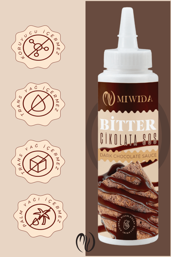Bitter Çikolata Sos - Pratik Waffle, Pankek, Krep, Kruvasan ve Tatlı Sosu 330 Gr - 5