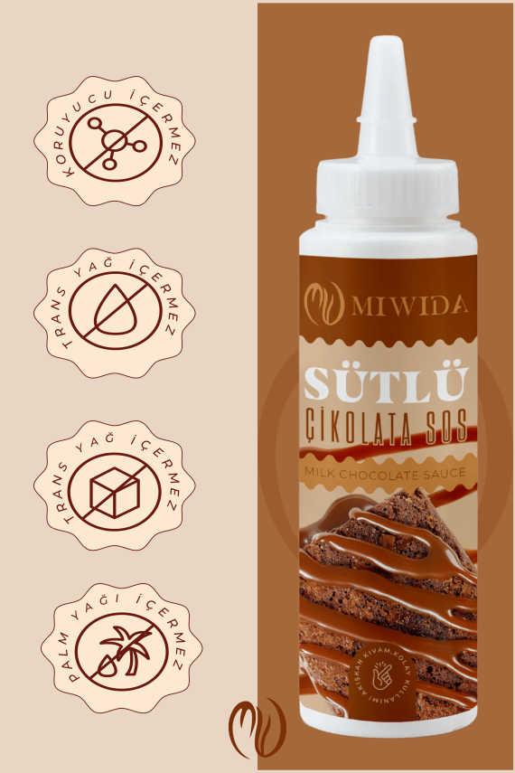 Sütlü Çikolata Sos - Pratik Waffle, Pankek, Krep, Kruvasan ve Tatlı Sosu 330 Gr - 3